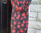 1960s Romantic Silk Rose Print Dress