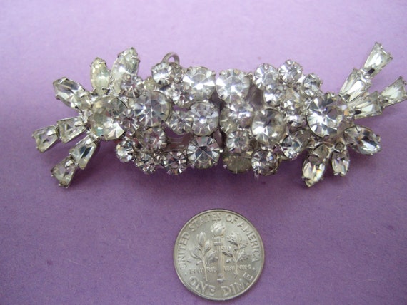 Brilliant Diamante Crystal Duette Style Brooch  c… - image 3