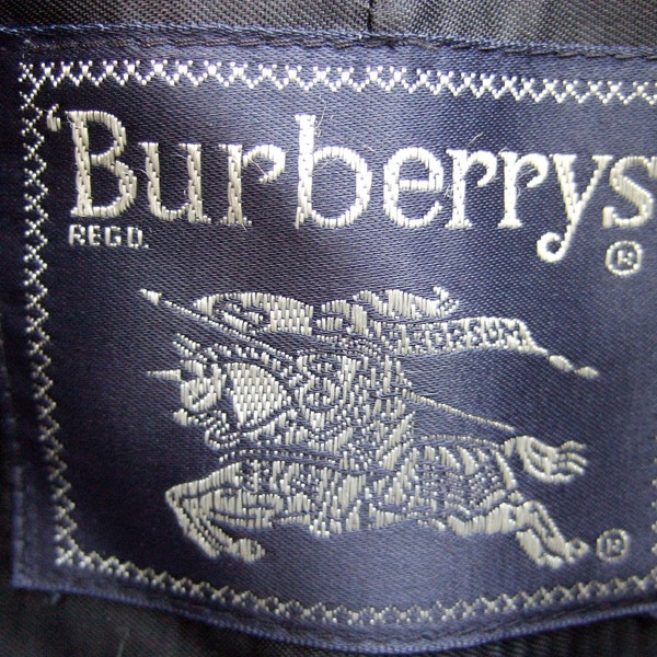 SALE BURBERRY's Prorsum Mens 1980s Dark Blue Chestfield Trench Coat Sz 42L (Genuine)