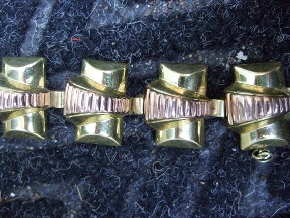 Art Deco Gilt Link Bracelet by Monet c 1940 1950 - image 1