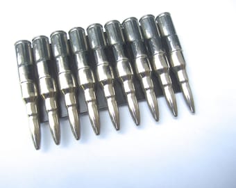 Edgy Chrom Metall dekorative "Faux" Bullet Gürtelschnalle c 1980er Jahre