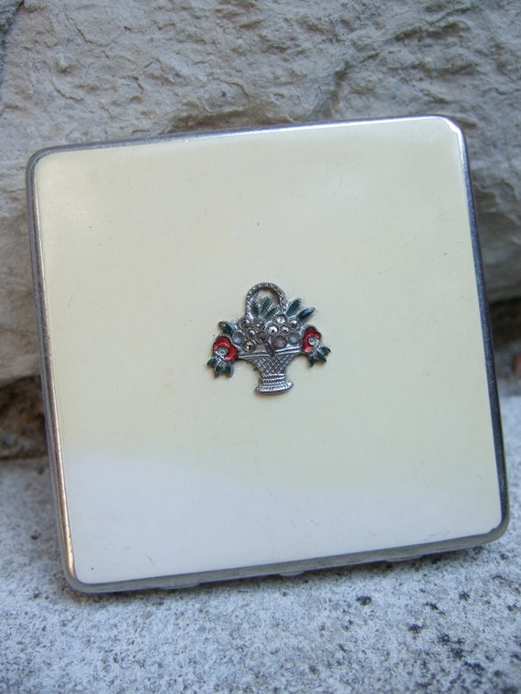 Vintage Art Deco Enamel Marcasite Flower Basket Co