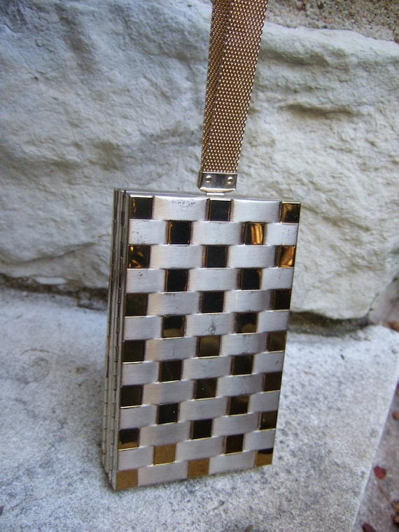 Opulent Basket Weave Metal Evening Bag c 1950