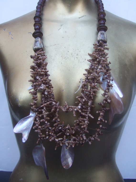 Exotic Abalone Sea Shell Glass Beaded Artisan Neck