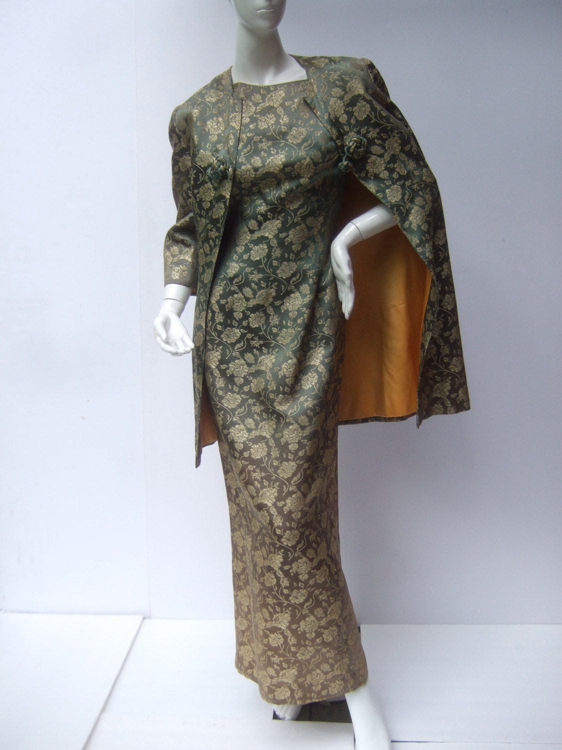 Opulent Satin Brocade Evening Coat & Gown Ensemble c 1960 | Etsy