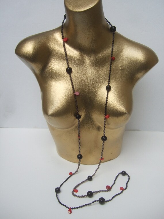 Long Dramatic Glass Beaded Statement Necklace - image 5