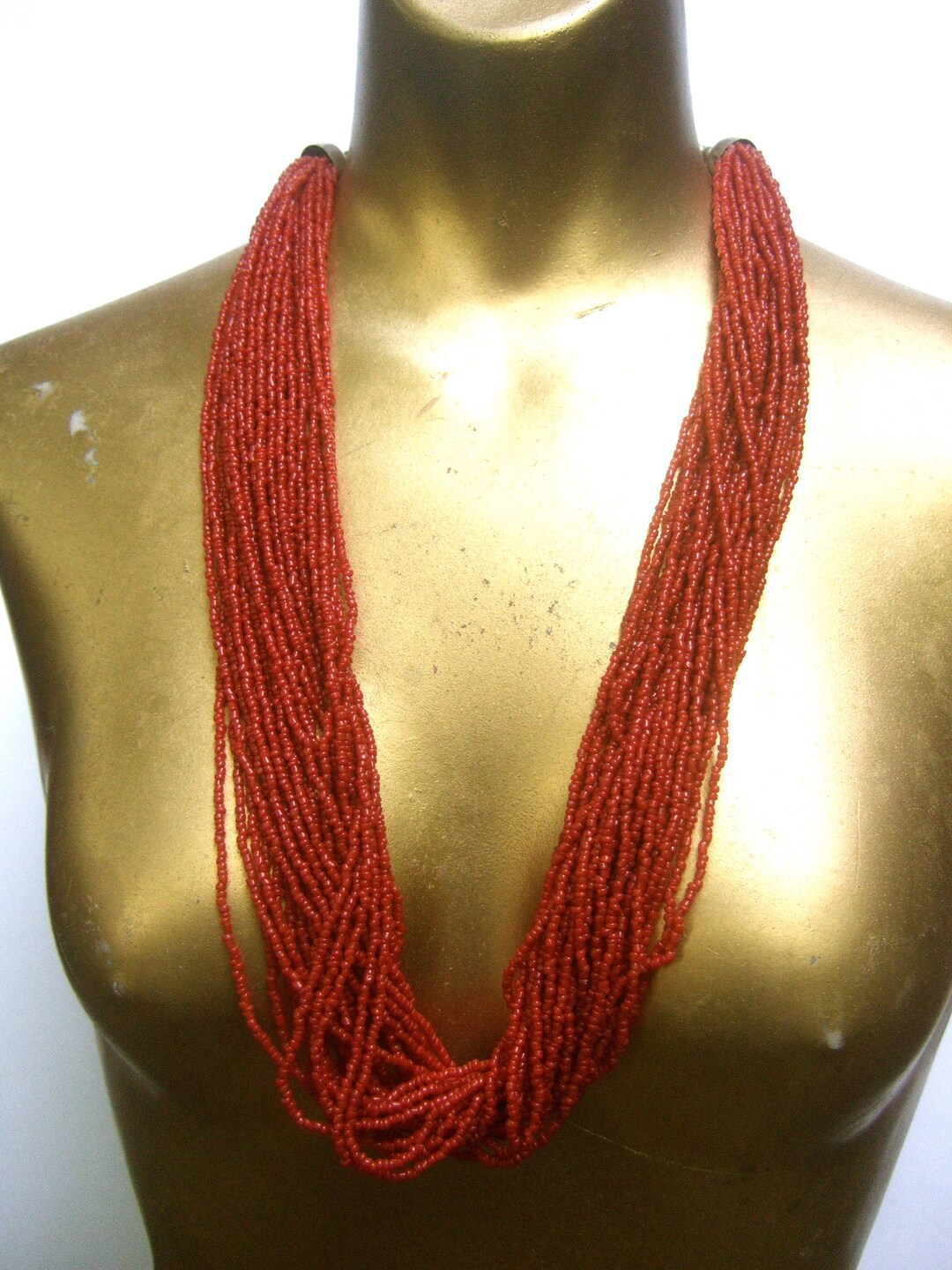 Exotic Red Glass Seed Bead Statement Necklace Etsy