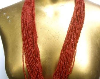 Exotic Red Glass Seed Bead Statement Necklace