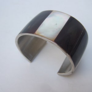 Exotic Mother of Pearl & Antler Inlay Tile Cuff Bracelet image 3