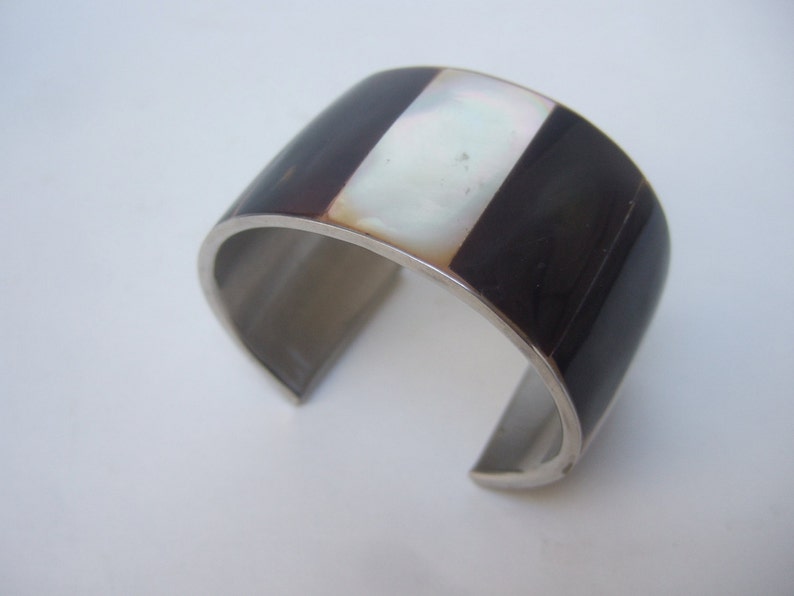 Exotic Mother of Pearl & Antler Inlay Tile Cuff Bracelet image 3