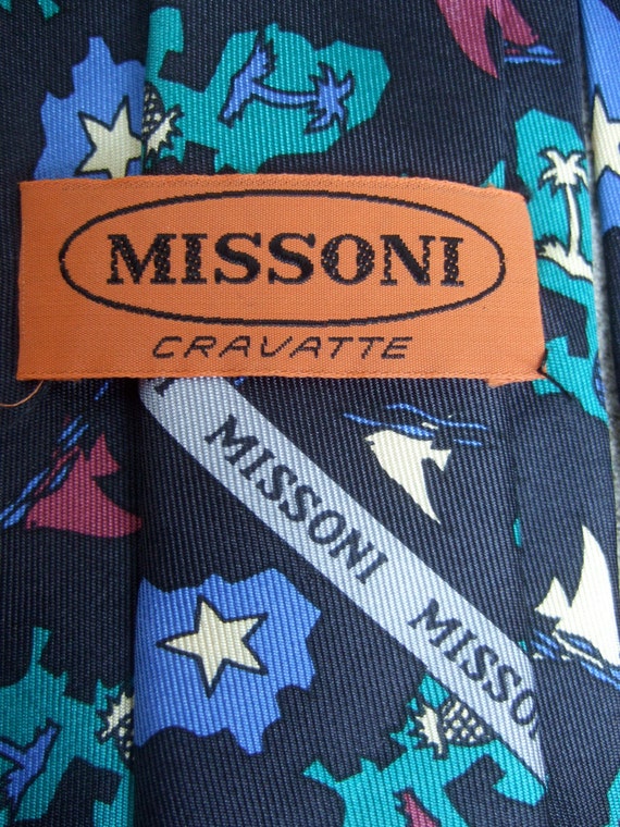 MISSONI Mens Silk Print Necktie Made in Italy