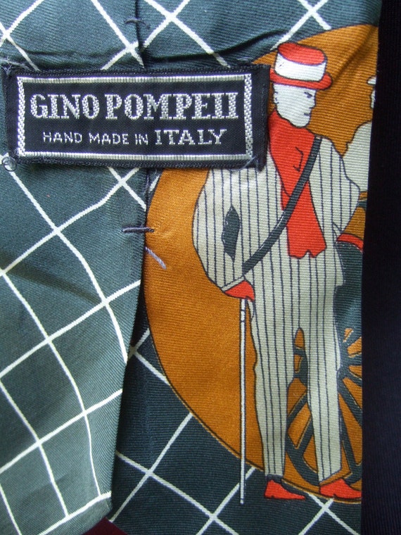 Italian Silk Print Mod Handmade Necktie c 1970 - image 2