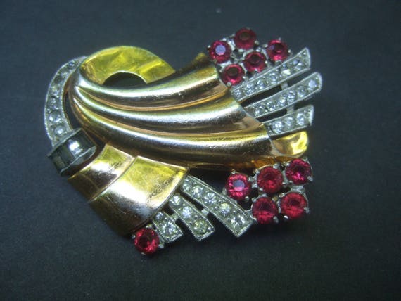 1940s Opulent Art Deco Crystal Brooch