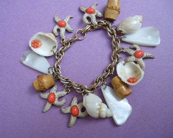 Charming Sea Shell & Starfish Sea Life Charm Bracelet