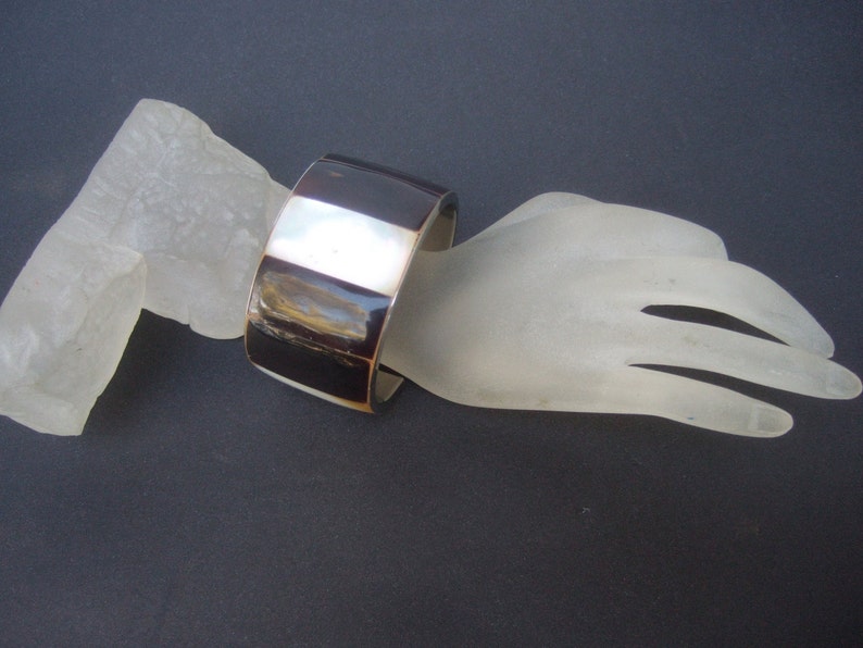 Exotic Mother of Pearl & Antler Inlay Tile Cuff Bracelet image 4