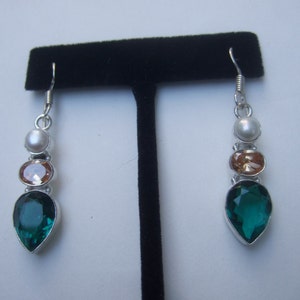 Sterling Artisan Semi Precious Dangle Earrings image 1