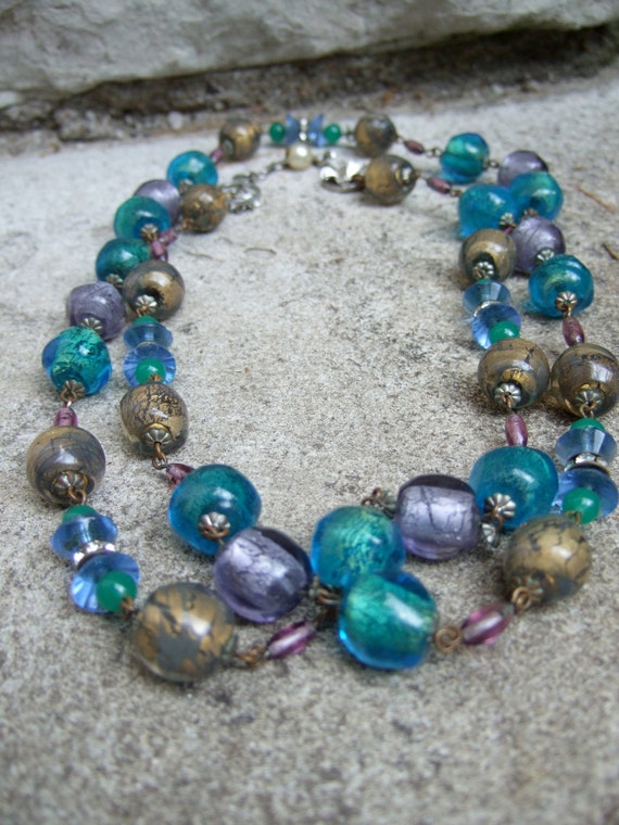 Elegant Pastel Glass Beaded Dramatic Necklace