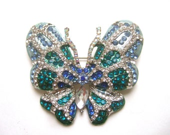 Glittering Crystal Butterfly Brooch