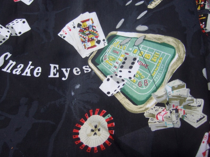 Whimsical Gambling Casino Table Cloth Fabric Panel c 1980s Etsy