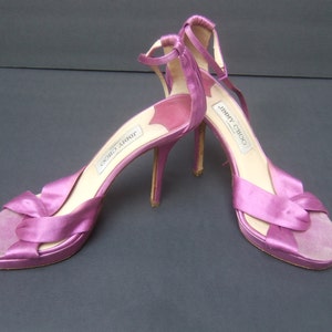 JIMMY CHOO Pastel Satin Ankle Strap Heels Made in Italy image 1