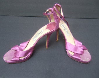 JIMMY CHOO Pastel Satin Ankle Strap Heels Made in Italy