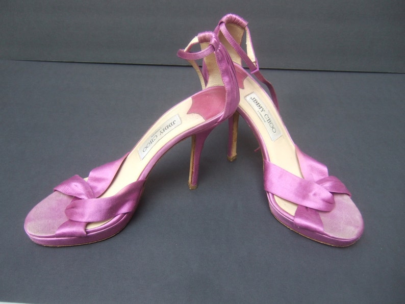 JIMMY CHOO Pastel Satin Ankle Strap Heels Made in Italy image 1