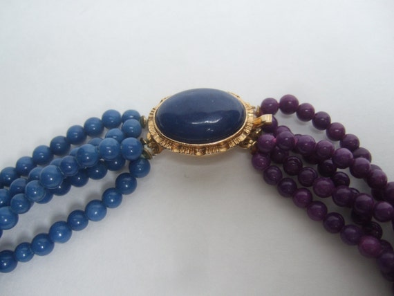 Elegant Glass Beaded Multi Color Necklace c 1980 - image 5