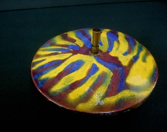 Mid Century Cloisonné Enamel Round Lidded Dish c 1960