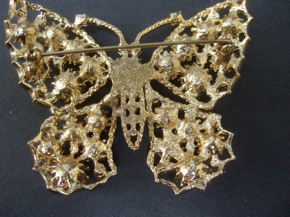 Glittering Golden Yellow Crystal Butterfly Brooch… - image 5