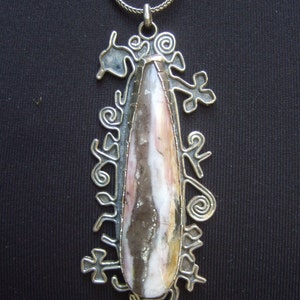 Sterling Artisan Large Agate Pendant Chain Necklace