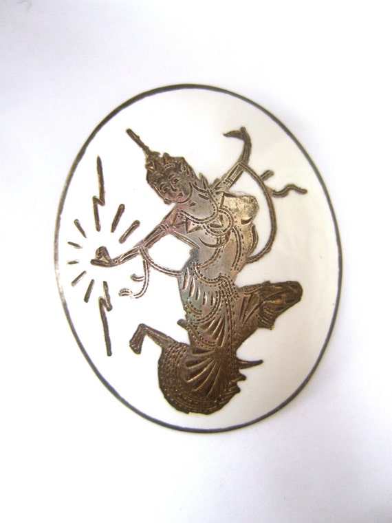 Siam Sterling Enamel Figural Pendant Brooch