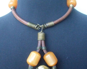 Exotic Handmade Artisan Choker Necklace c 1980s