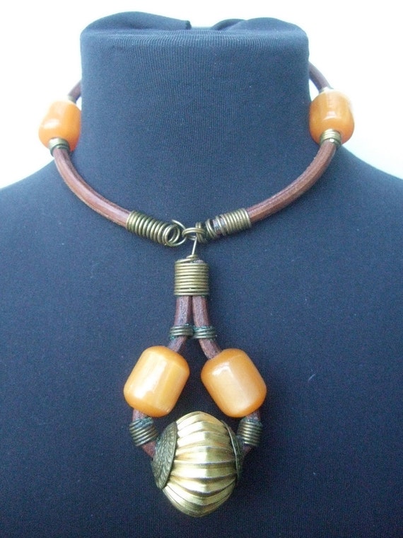 Exotic Handmade Artisan Choker Necklace c 1980s