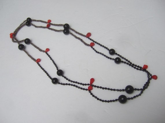 Long Dramatic Glass Beaded Statement Necklace - image 3