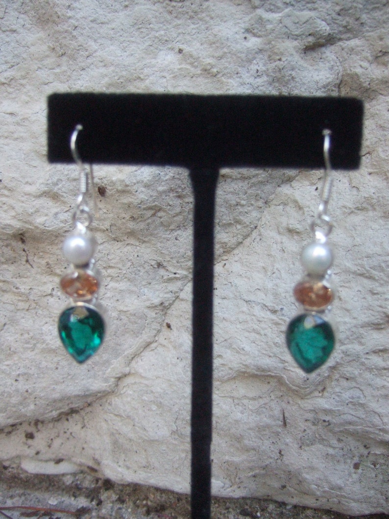 Sterling Artisan Semi Precious Dangle Earrings image 2