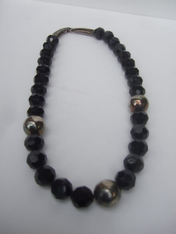 Dramatic Large Scale Black Lucite & Silver Long B… - image 2
