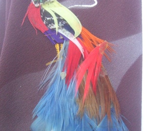 1950s Hand Painted Feather Bird Necktie