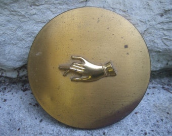 1950s Elegant Gilt Metal Hand Compact