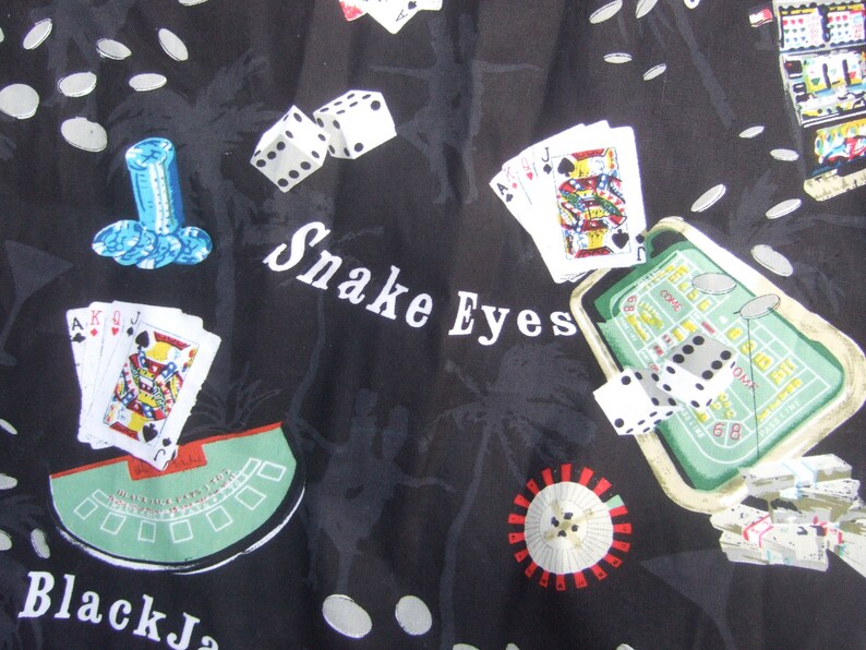 Whimsical Gambling Casino Table Cloth Fabric Panel c 1980s Etsy