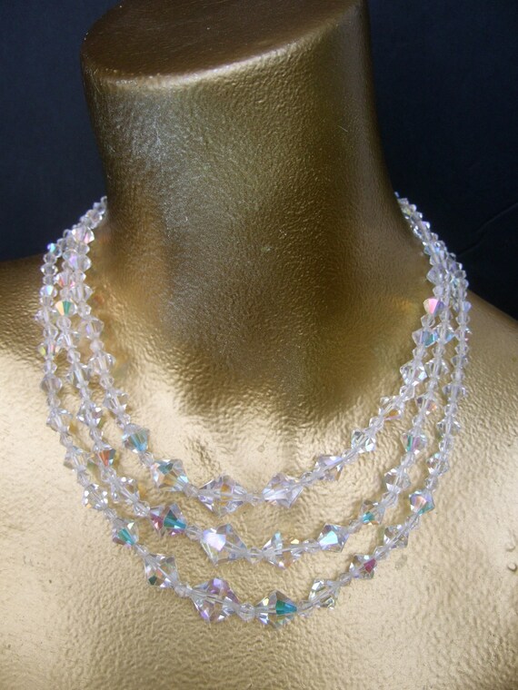 Glittering Crystal Triple Strand Graduated Neckla… - image 8