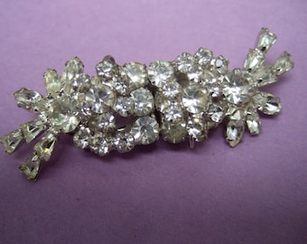 Brilliant Diamante Crystal Duette Style Brooch  c 1960