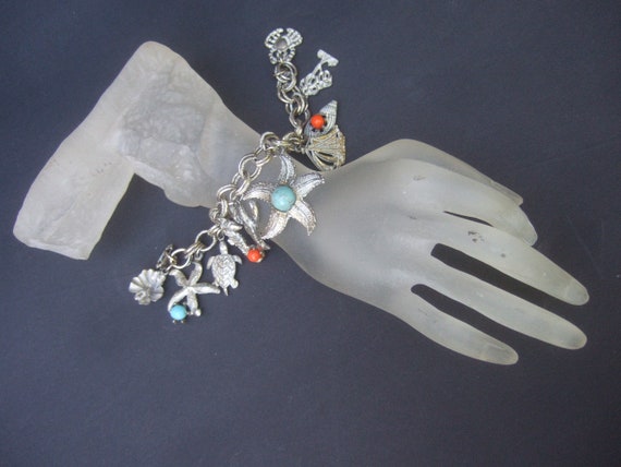 Sea Life Theme Dangling Charm Bracelet c 1970 - image 5