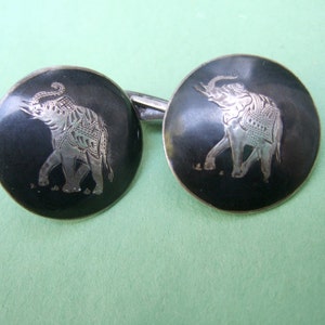 Sterling Artisan Elephant Cuff Links Made in Siam