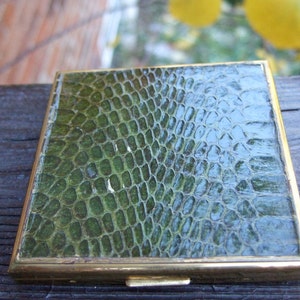 On SALE SNAKESKIN 1940s COMPACT by Princess Gardner