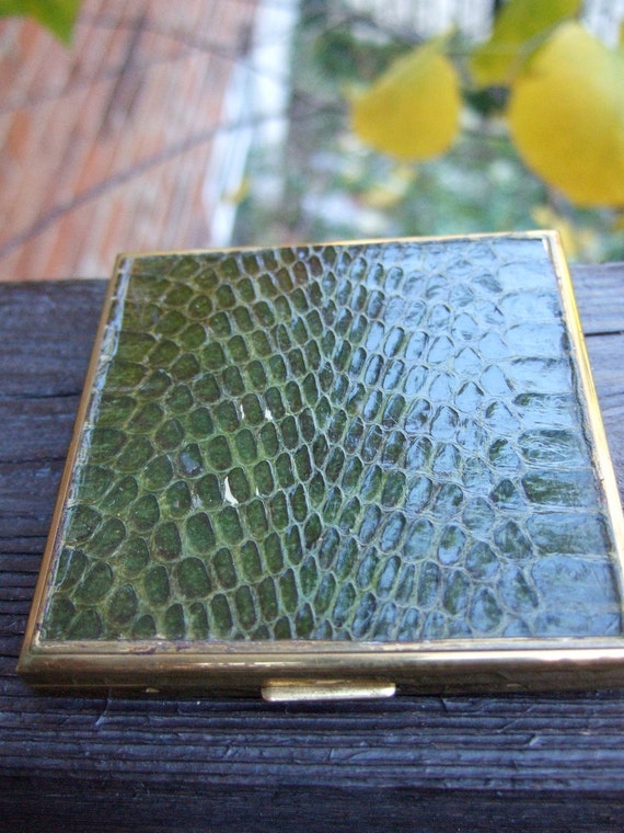 On SALE SNAKESKIN 1940s COMPACT by Princess Gardne