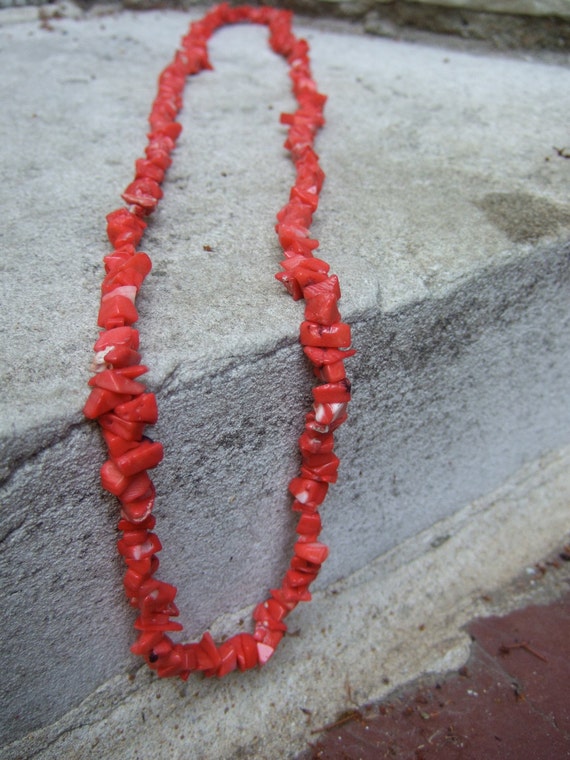 Stylish Dyed Coral Long Strand Necklace c 1980s - image 2