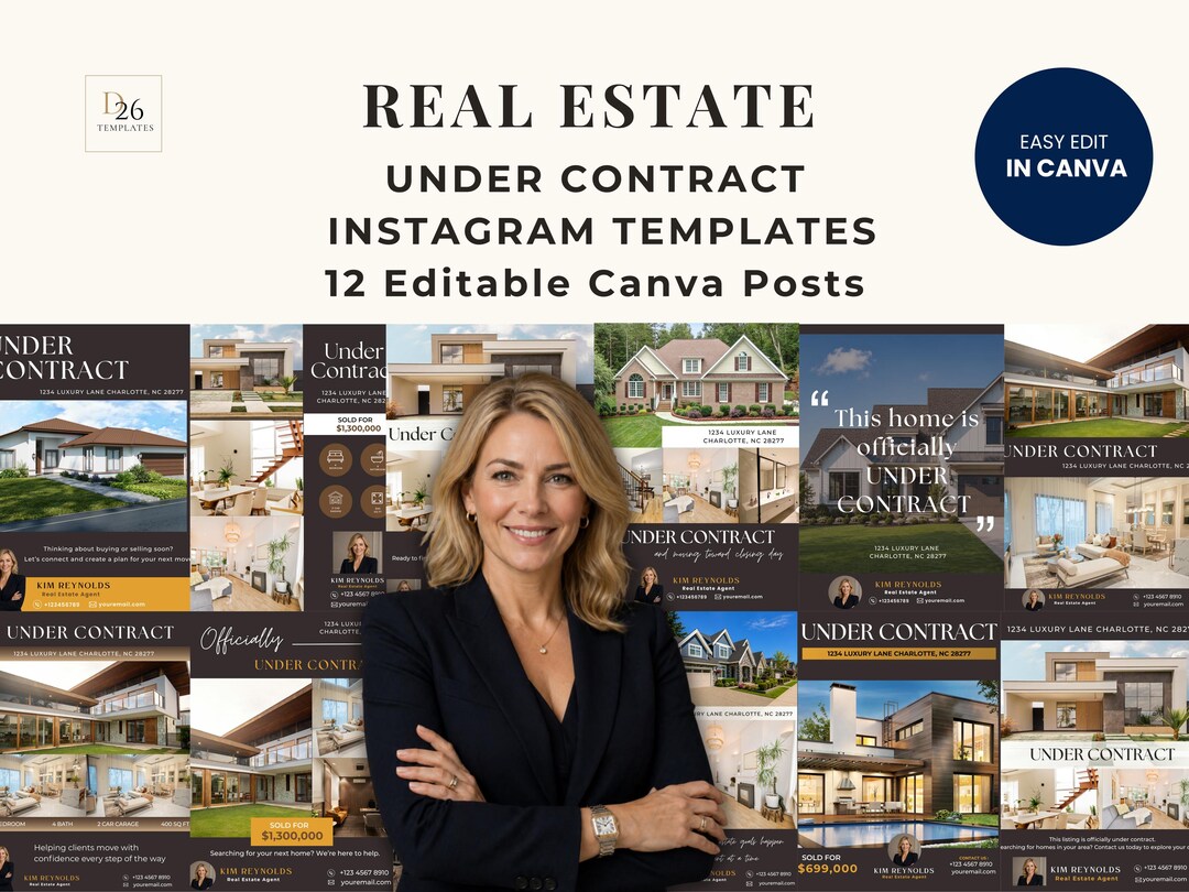 Under Contract Announcement Templates, Real Estate Instagram Posts ...