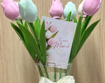 Tulip Arrangement in Wax | Mother's Day Gift | Handmade Decorative Bouquet