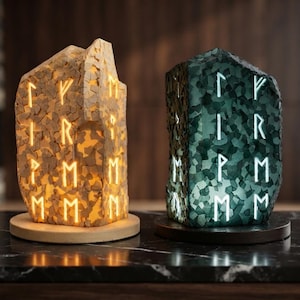 Nordic Rune LED Lamp | Viking Inspired Ambient Light | Luxury Scandinavian Home Decor | Handmade 3D Printed Table Lamp