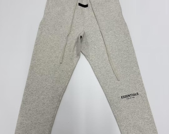 NWT Essentials Sweatpants, Light Oatmeal Oversized Joggers, Cozy Fleece Streetwear Pants for Men & Women